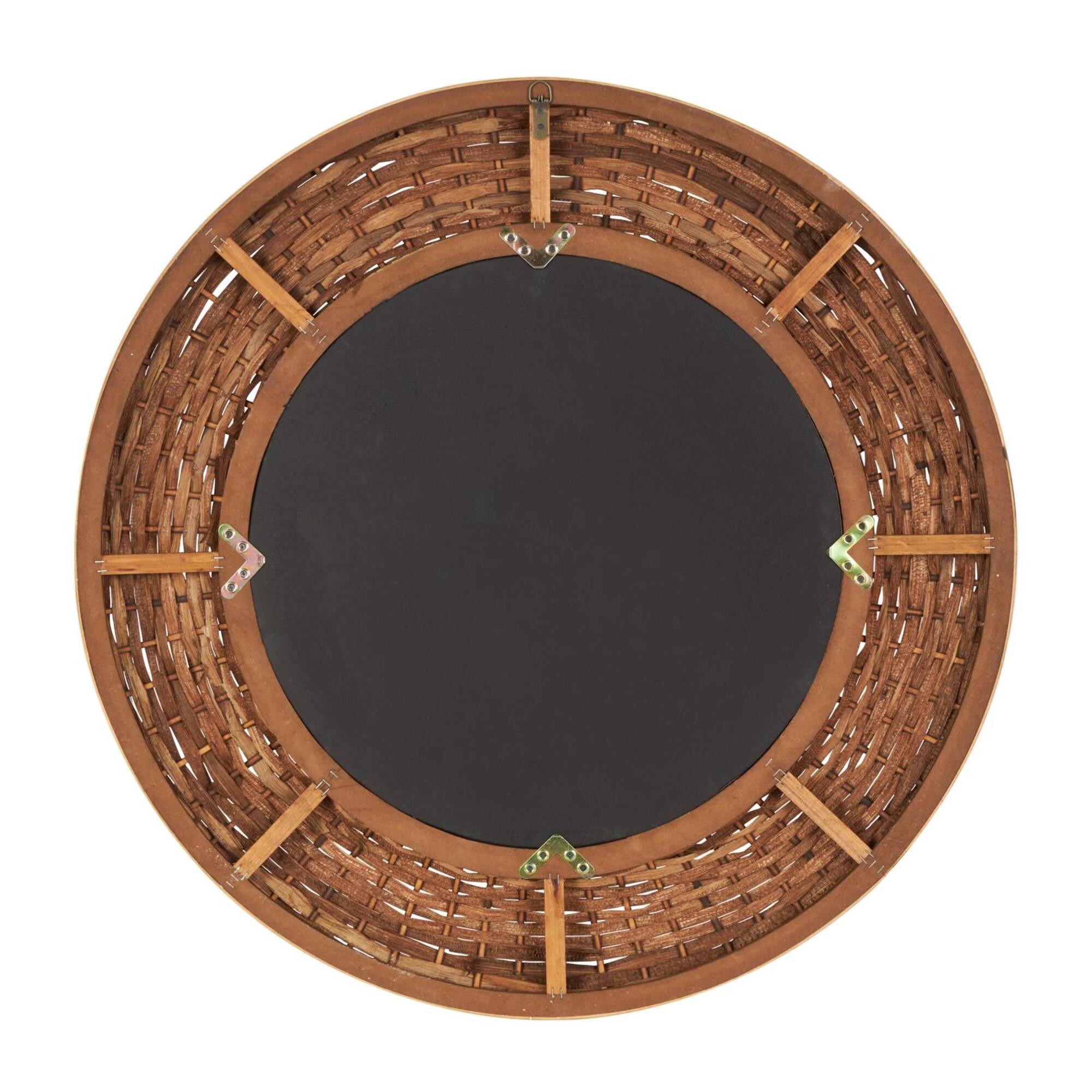 Brown Seagrass Handmade Wall Mirror with Black Inner Frame
